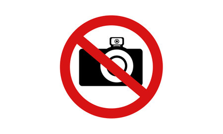 forbidden to take pictures sign with white backgroundのイラスト素材