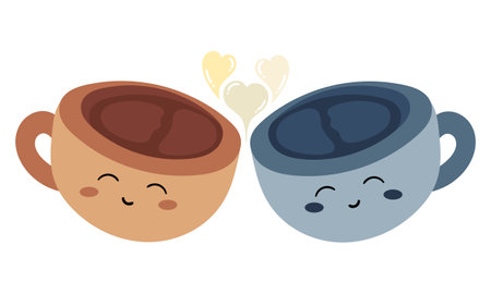 coffee background with beautiful bright colorful heart shaped smokeのイラスト素材