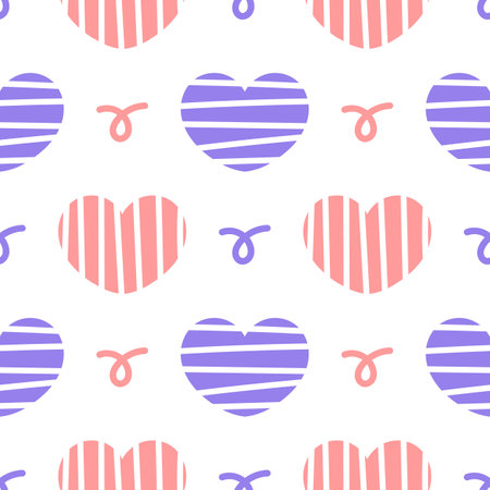 pink and purple heart seamless pattern on white background