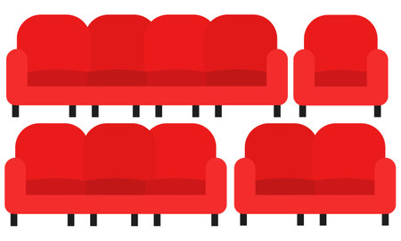 illustration of a red sofa on a white backgroundのイラスト素材