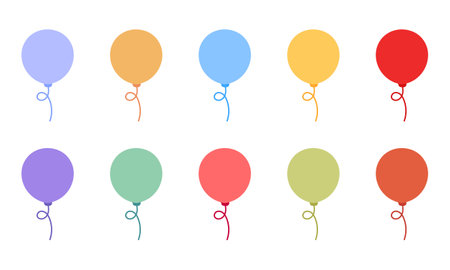 collection of illustrations of colorful balloons on a white backgroundのイラスト素材