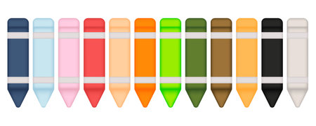 collection of colorful crayons on a white backgroundのイラスト素材