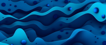 abstract blue waves background, happy mood, 3d illustration. Abstract design creativity blue waves backgroundの素材