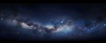 Starry night sky with Milky Way. Image contain soft focus and blur due to long expose and wide apertureの素材