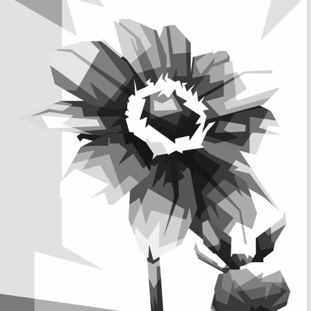grayscale flowers bloom morning design cartoon wpap popart artwork illustrationのイラスト素材