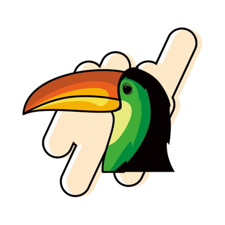 best vector Toucan bird cartoon. Vector illustration of happy tukan isolated.のイラスト素材