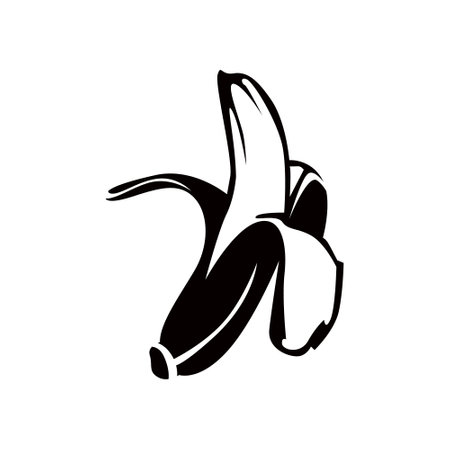 design illustration of a banana skin peel silhouetteのイラスト素材