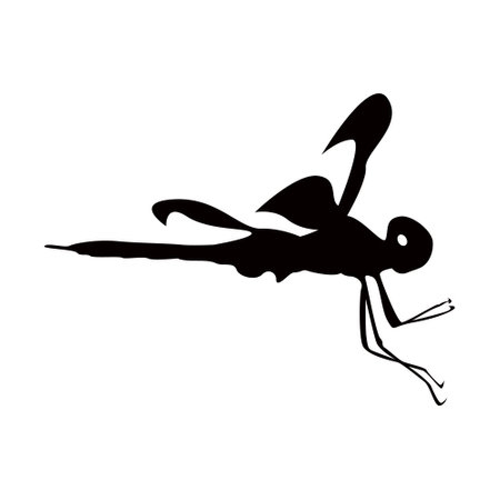 dragonfly silhouette design with water in blackのイラスト素材