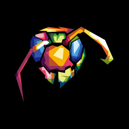 wasp head illustration design with special colorful colorsのイラスト素材