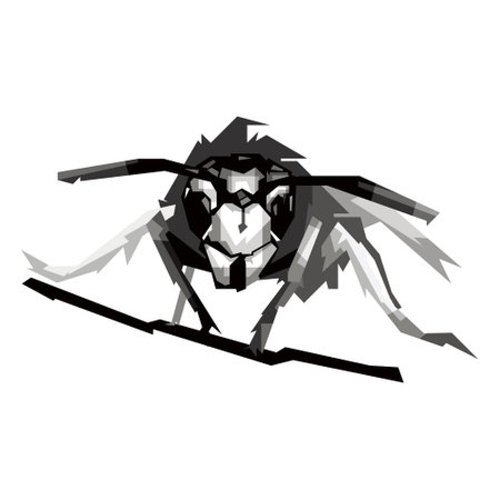 illustration of black and white bee in a wpap popartのイラスト素材