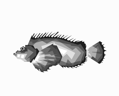 Grayscale Cute fish popart vector image design illustration wpap artworkのイラスト素材