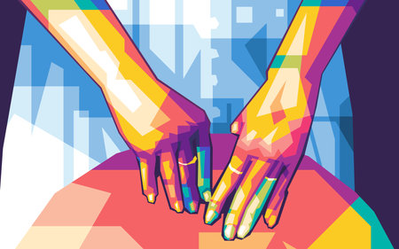 Illustration design Beautiful female hands vector wpap popartのイラスト素材