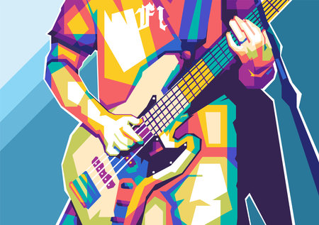 Playing Guitar Popart wpap vector illustration design