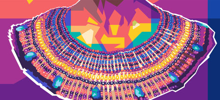 Colorful cool egyptian necklace Popart wpap illustration vector design