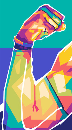 Strong muscle boxer colorful Popart wpap illustration vector designのイラスト素材
