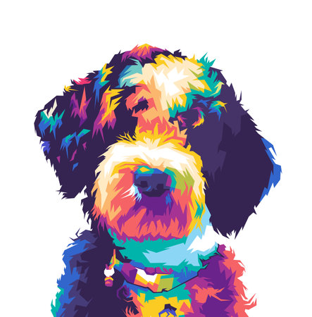 Curly hair dog design colorful vector illustration wpap popartのイラスト素材