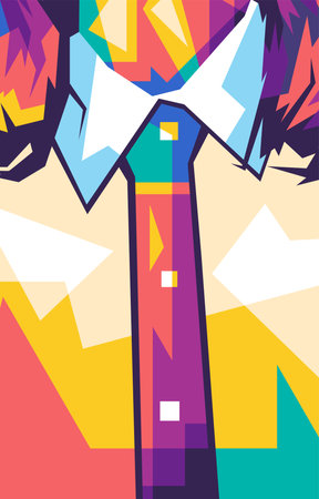 Women's shirt tie colorful wpap popart vector illustration designのイラスト素材