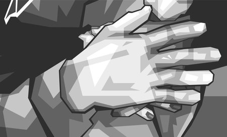 Black and white Hands hugging wpap popart vector illustration designのイラスト素材