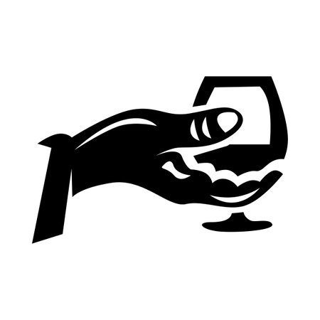 Whiskey drink, silhouette icon illustration design on white backgroundのイラスト素材
