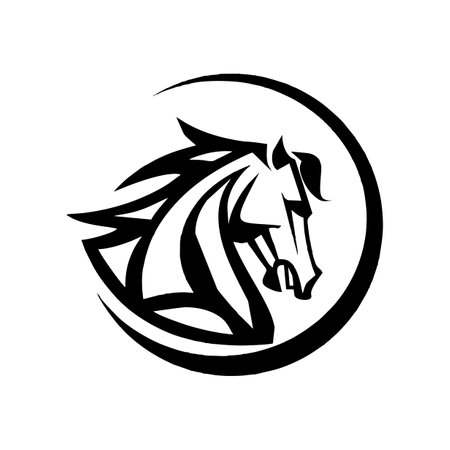 Horse silhouette logo White background illustration vector designのイラスト素材