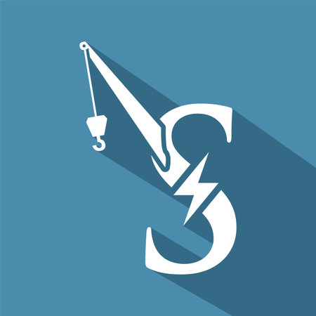 Letter S long shadow Logo Design Vector illustration on Dark Blue backgroundのイラスト素材