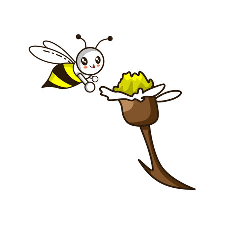 Honey Wasp inhaling flower Design vector illustration White Backgroundのイラスト素材