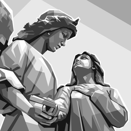 Black and white Couple statue colorful vector wpap popart illustration designのイラスト素材