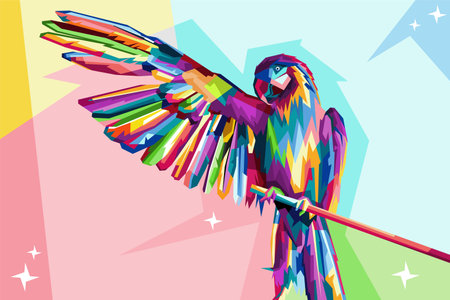 Parrot full color vector wpap popart illustration designのイラスト素材