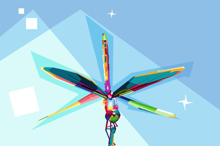 Dragonfly Insect illustration design colorful wpap popart vector styleのイラスト素材