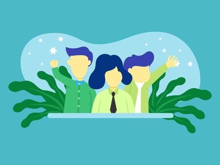 flat design cheerful peopleの写真素材