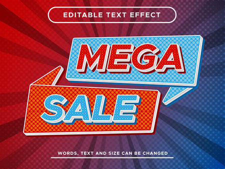 Mega sale text banner design template, discount tag, special offer, vector illustrationのイラスト素材