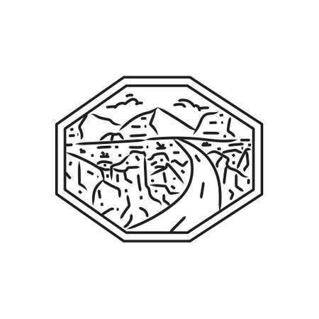 Nature outdoor badge monoline design illustration vectorのイラスト素材