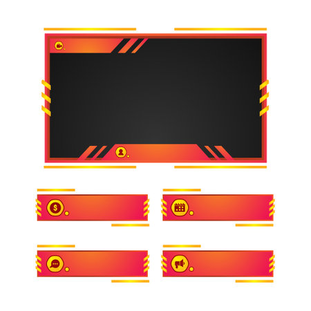 Twitch screen overlay set design vector conceptualのイラスト素材