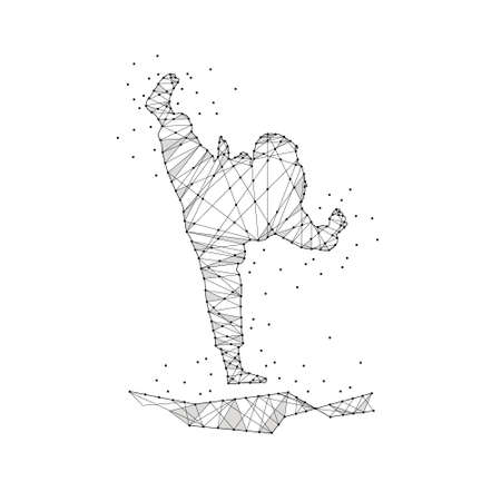 White silhouette illustration martial art kid design vectorの写真素材