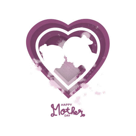 Shape love with paper cut women and girl design vectorのイラスト素材