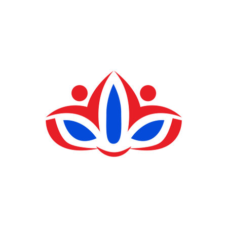 Red and blue lotus and people symbol logo designのイラスト素材