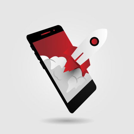Startup concept design with realistic phone designのイラスト素材