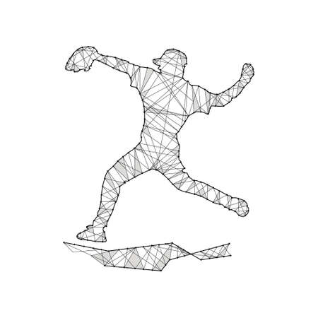 Particles line art and dot baseball player design vectorのイラスト素材
