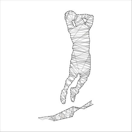 Particles line art and dot basketball player design vectorのイラスト素材