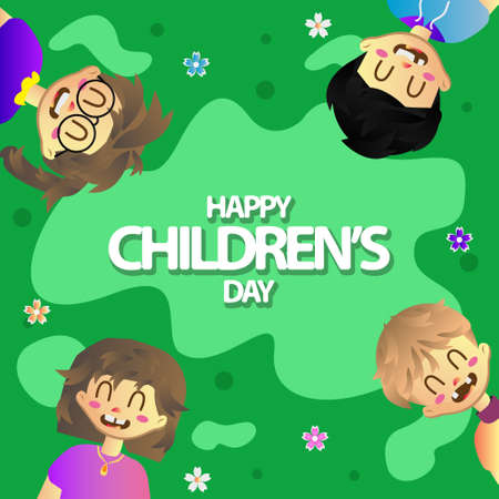 Square happy childrens day illustration designのイラスト素材