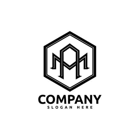 Monogram initial letter mark am logo template design isolated on white backgroundの写真素材