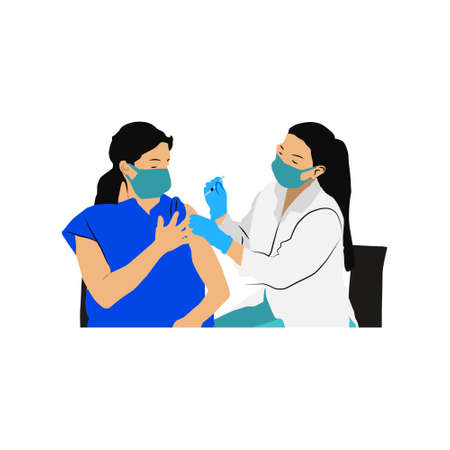 Illustration coronavirus vaccine old women designのイラスト素材