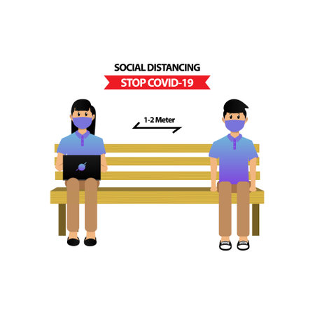 Social distancing illustration vector design isolated on white backgroundのイラスト素材