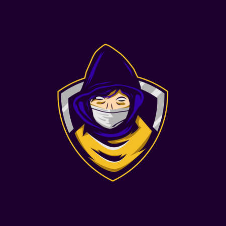 Witch gamer mascot esport logo template design vectorのイラスト素材