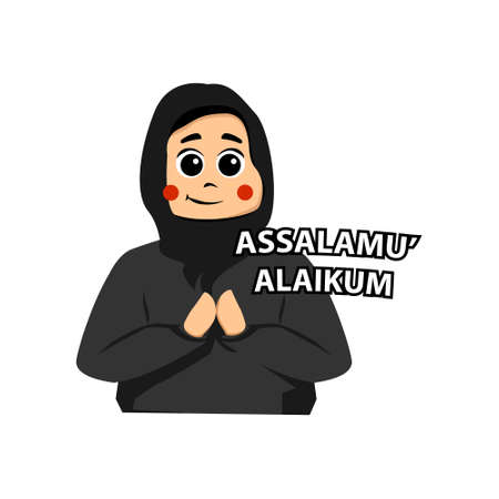 Assalamualaikum cute cartoon muslim woman designのイラスト素材