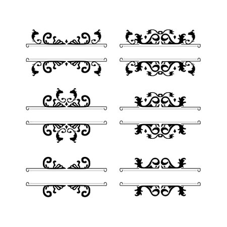 Wedding floral monograms set designのイラスト素材