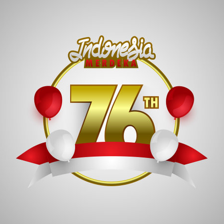 Badge template 76th indonesia independence dayのイラスト素材