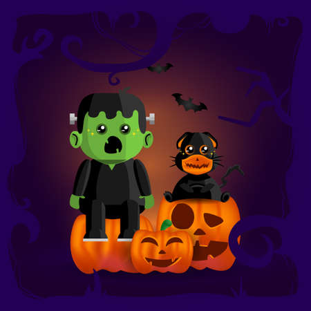 Trick or treat halloween background vectorのイラスト素材