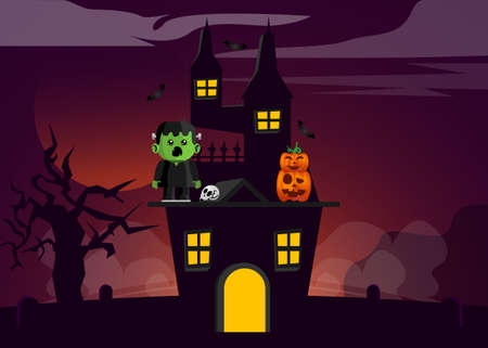 Trick or treat halloween background vectorのイラスト素材
