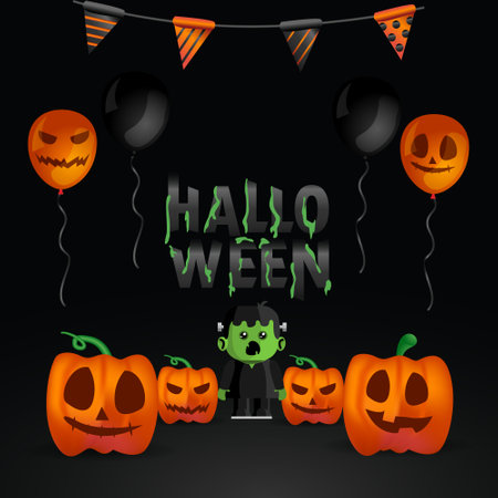 Halloween podium with frame background vectorのイラスト素材